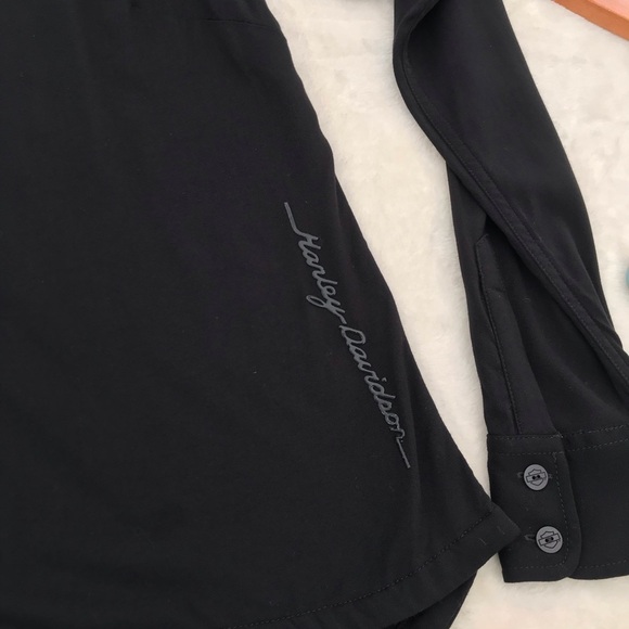HARLEY DAVIDSON / Black Long Sleeve Button Down Size M - Picture 7 of 12